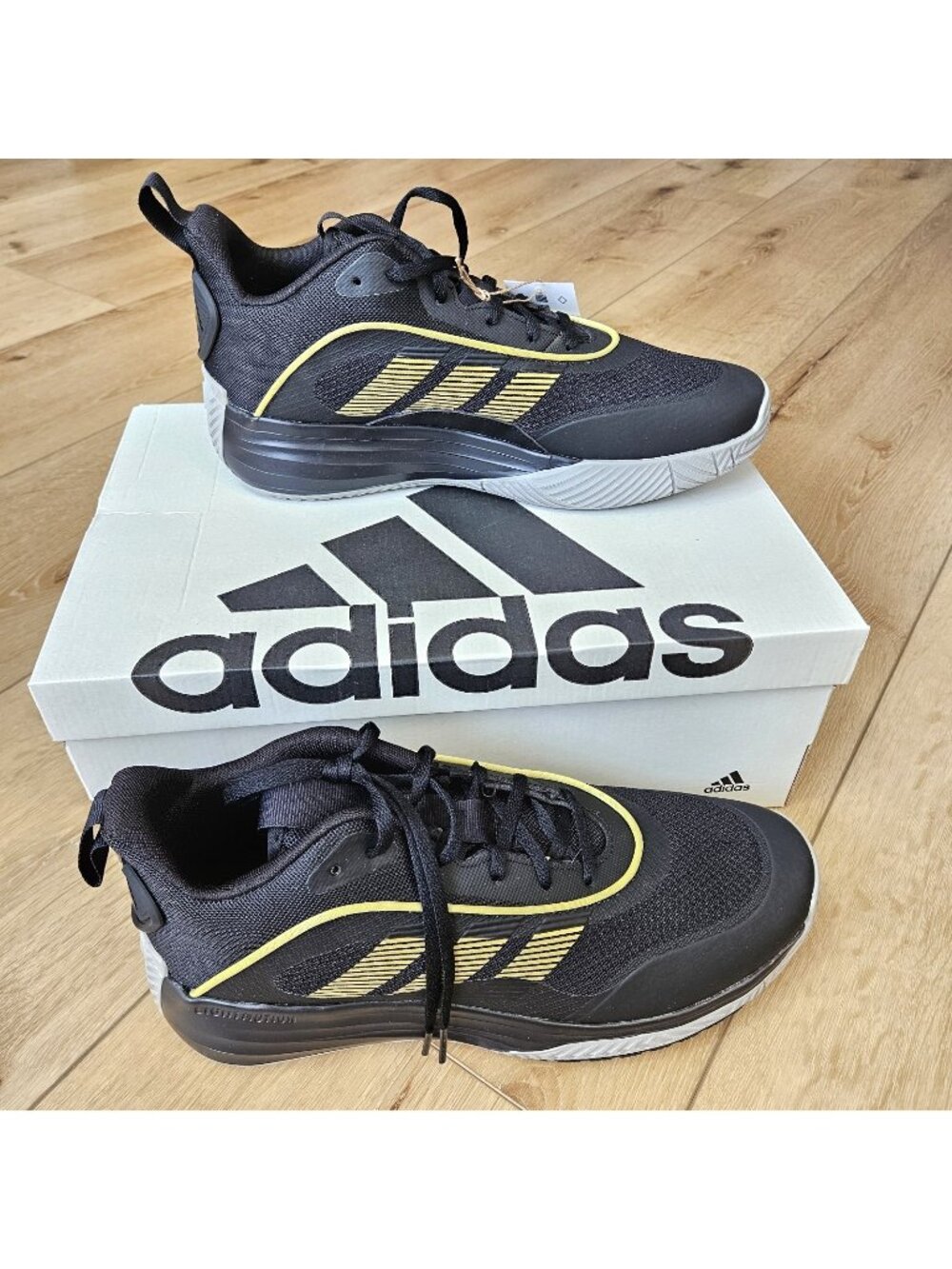 Adidas Own The Game 3.0 Mens Size 12 Core Black Gold Basketball Shoes IF4566 New